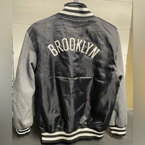 Brooklyn Nets Varsity Jacket Majestic NBA Black Gray Women’s XL